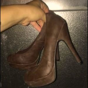 Brown Suede Wet Seal Heels